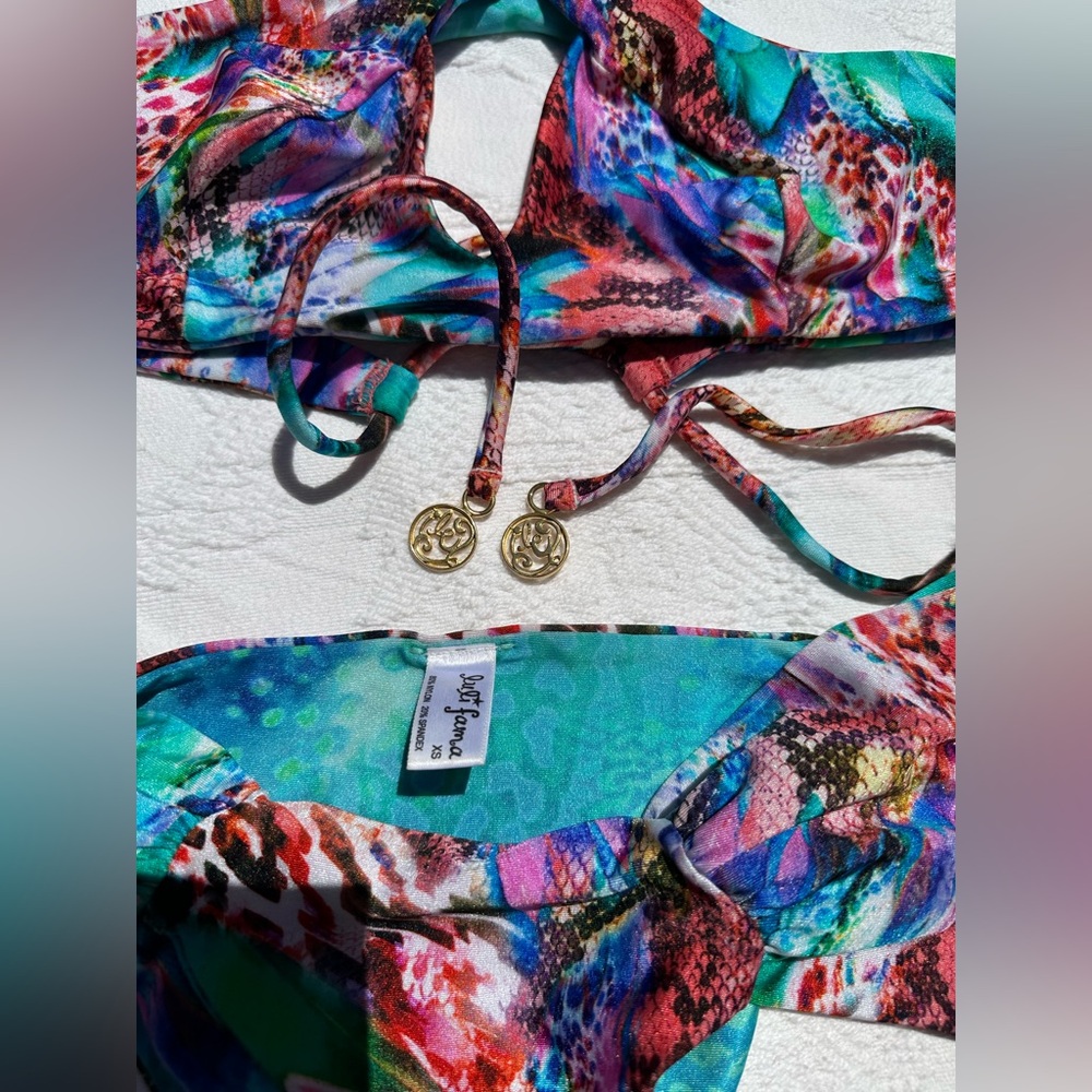 Luli Fama Multicolor high neck Bikini with Gold Accents - Picture 4 of 7